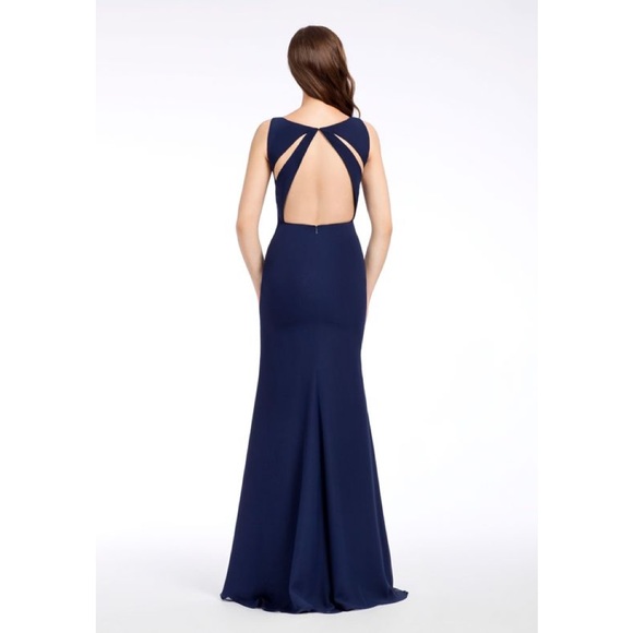 Hayley Paige GREY Cut-out-back Long Formal Dress - Picture 3 of 8